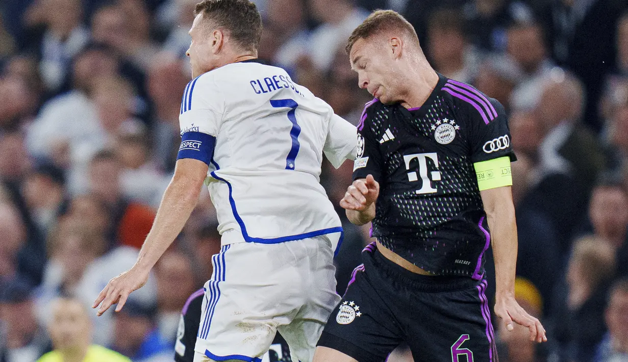 Bayern sejatinya sempat tertinggal lebih dahulu akibat gol Lukas Lerager. (Liselotte Sabroe/Ritzau Scanpix via AP)