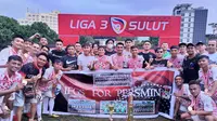 Persmin Minahasa saat menjuarai Liga 3 Zona Sulut dengan mengalahkan Tahuna FC di Stadion Klabat Manado, Kamis (30/12/2021).