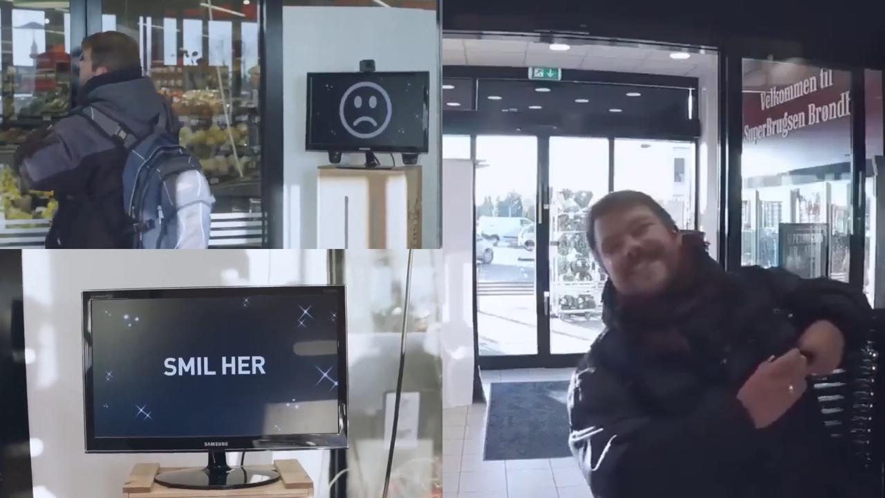 Sebuah toko swalayan SuperBrugsen di Denmark berikan aturan tersenyum bagi pengunjung. (Sumber: Facebook/Buzzlay)