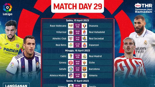 Daftar Pertandingan Liga Spanyol 2022/2023 Matchday 29 Tayang di Vidio Pekan Ini