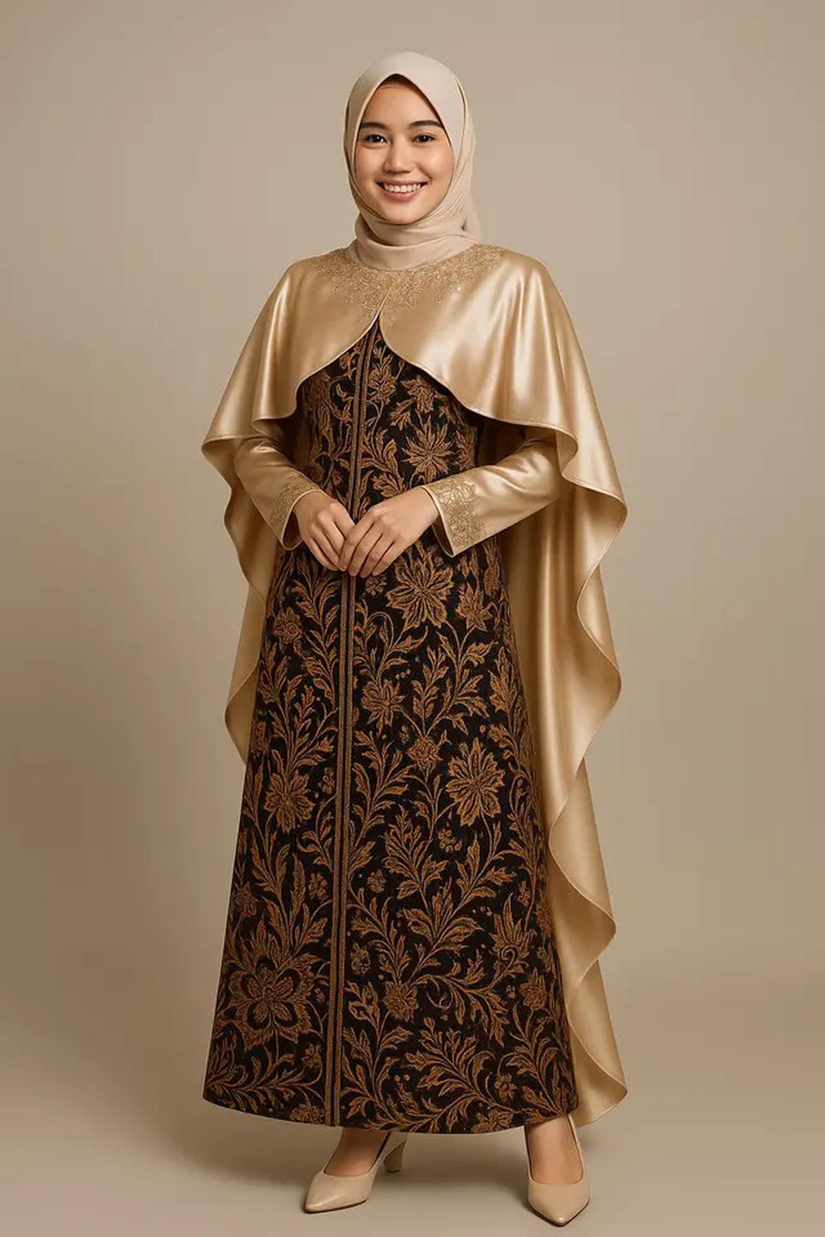 8 Model Gamis Batik Kombinasi Satin Mengkilap, Bikin Penampilanmu Mewah dan Elegan