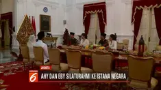 Kedua putra serta menantu Susilo Bambang Yudhoyono bersilaturahmi dengan Presiden Jokowi beserta Iriana Jokowi di Istana Negara.