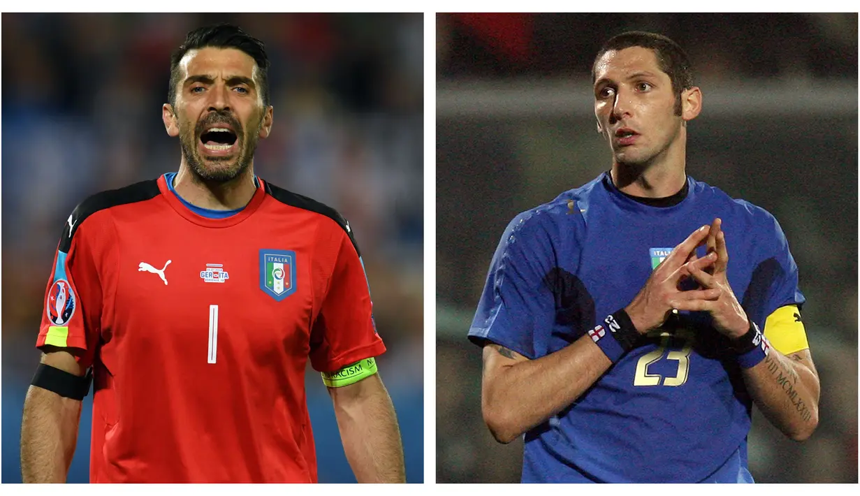 Dalam tiap edisi Piala Eropa, Timnas Italia selalu menjadi tim favorit berkat kualitas para pemain di dalamnya. Tak terkecuali para pemain gaek yang menjadi panutan para pemain muda. Berikut barisan pemain tertua Gli Azzurri sepanjang sejarah gelaran Euro. (Kolase Foto AFP)