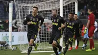 Cristiano Ronaldo mencetak gol penentu kemenangan Juventus atas Lazio dalam laga lanjutan Serie A di Stadion Olimpico, Roma, Senin (28/1/2019) dini hari WIB.  (AP Photo/Gregorio Borgia)