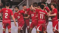 Timnas Indonesia rayakan gol Justin Hubner ke gawang Oman. (X Timnas Indonesia)