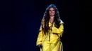 Camila Cabello tampil pada festival musik Rock in Rio di Rio de Janeiro, Brasil, 10 September 2022. Camila Cabello menyatakan cintanya kepada Brasil dalam bahasa Portugis sepanjang pertunjukan yang menghasilkan beberapa momen lucu. (AP Photo/Bruna Prado)