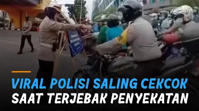 VIDEO: Viral Polisi Saling Cekcok Saat Terjebak Penyekatan Jalan