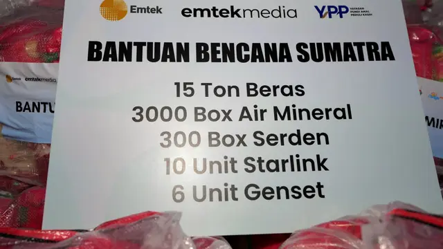 Bantuan Kemanusiaan untuk Korban Bencana di Sumatra Barat, Sumatra Utara, dan Aceh dari Emtek Group. Dok. Emtek
