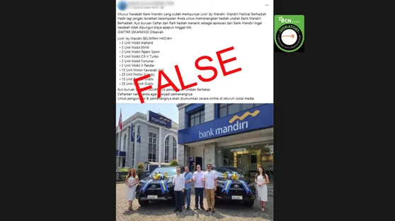 Cek Fakta: Tidak Benar Link Pendaftaran Undian Berhadiah Bank Mandiri