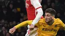 Di babak kedua, Arsenal tetap tampil menyerang dan menekan pertahanan Wolverhampton. (AP Photo/Rui Vieira)