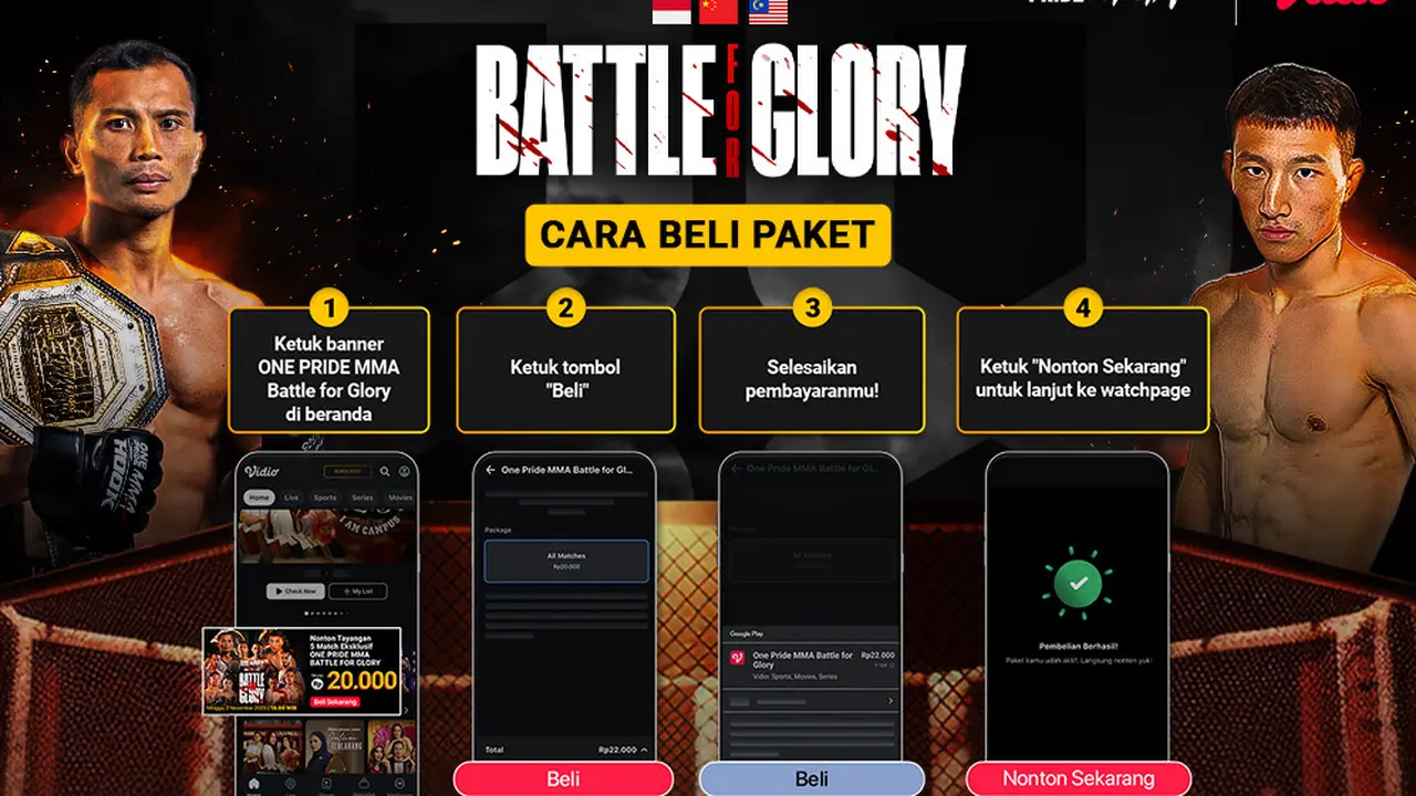 Saksikan ONE Pride MMA: Battle for Glory di Vidio hanya Rp.20 ribu. (dok. vidio.com)