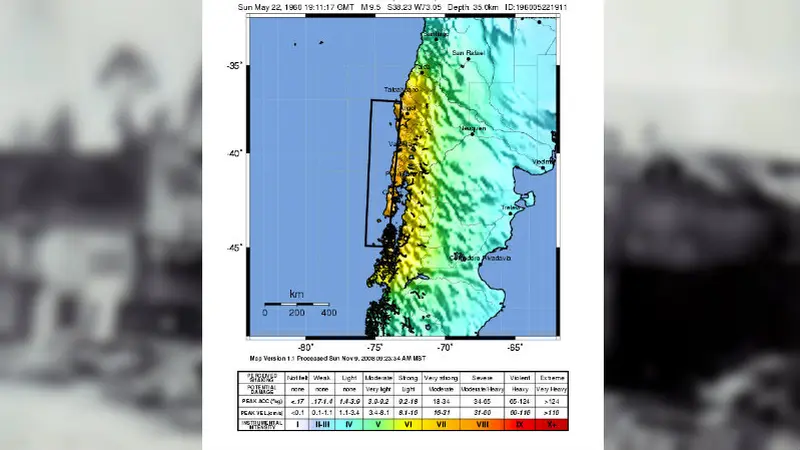 Gempa 9,5 SR mengguncang Chile pada 22 Mei 1960