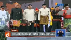 Yuk, lihat lagi semarak dan kemeriahan deklarasi kampanye damai tadi pagi di ibu kota. Serunya, masing-masing paslon mengenakan pakaian adat khas nusantara.