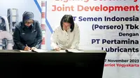 PT Semen Indonesia (Persero) Tbk (SMGR) atau SIG Group dan PT Pertamina Lubricants (PTPL) telah meneken penandatanganan Nota Kesepahaman (Memorandum of Understanding/MoU). (Foto: Istimewa)