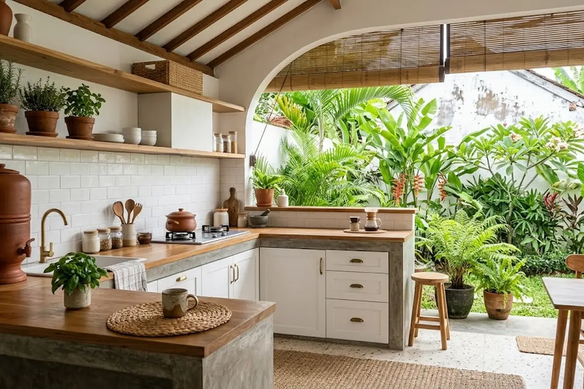 6 Inspirasi Dapur Belakang Rumah yang Adem Tanpa AC, Sejuk Sepanjang Hari