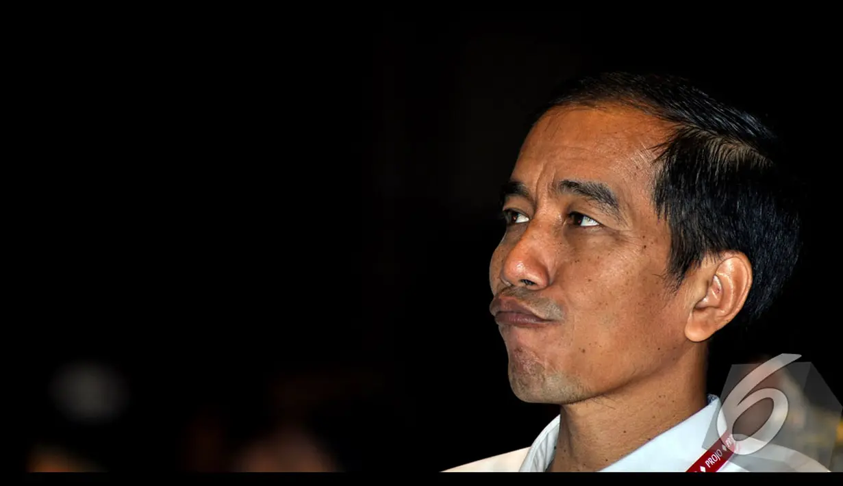 Bukan cuma sekali, Jokowi juga menampilkan ekspresi wajah lucu lainnya, Jakarta, Sabtu (23/08/2014) (Liputan6.com/Miftahul Hayat)
