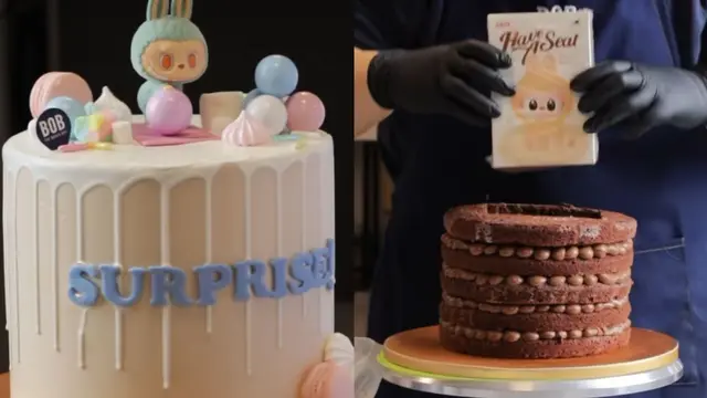 Sebuah toko roti di SIngapura menjual kue Labubu seharga Rp4,5 juta dengan kotak kejutan di dalamnya. (Dok: IG Bob the Baker Boy https://www.instagram.com/reel/DA7U_VLyfI_/?igsh=MWFqOXI2YThtbWtmOA==)