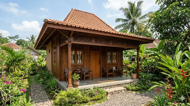Desain Rumah Kecil dengan Lubang Angin Kayu Estetik (Foto: Gemini AI)