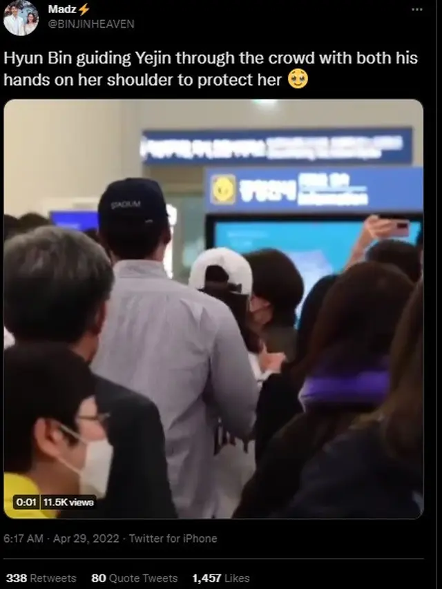 Unggahan warganet, bereaksi soal kepulangan Hyun Bin dan Son Ye Jin. (Twitter/ BINJINHEAVEN)