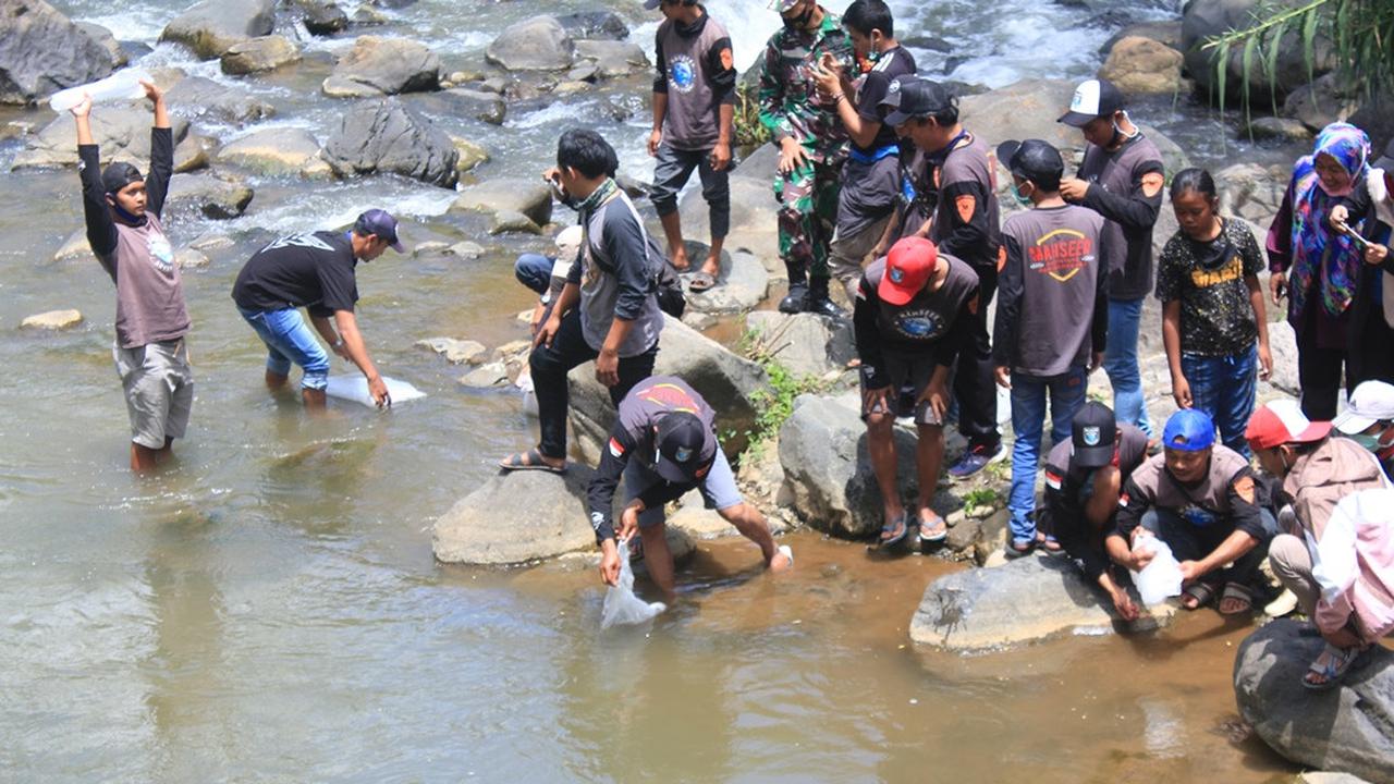 Komunitas Mancing Mania Banjarnegara didukung oleh AJI Kota Purwokerto dan sejumlah pihak lain melakukan gerakan pemulihan ekosistem sungai. (Foto: Liputan6.com/Mancing Mania BNA)