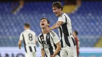 Dua pemain Juventus, Dusan Vlahovic dan Francisco Conceicao, menjadi pahlawan kemenangan telak 3-0 yang diraih Bianconeri di markas Genoa, Luigi Ferraris Stadium, Sabtu (28/9/2024) malam WIB. (Tano Pecoraro/LaPresse via AP)