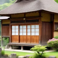 Ilustrasi Model Rumah Kayu Gaya Jepang (Sumber Gambar: Meta AI)