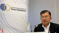 Wakil Presiden ke 10 dan 12 Indonesia, M. Jusuf Kalla (JK), di konferensi tentang perdamaian dunia pada European Resources For Mediation Support, di Kota Brussel, Belgia. (Dok Tim Jusuf Kalla)