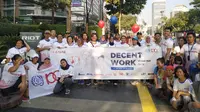 Sebuah kegiatan lari virtual bertajuk ILO Decent Work Virtual digelar di tiga kota (Liputan6.com/Defri Saefullah)