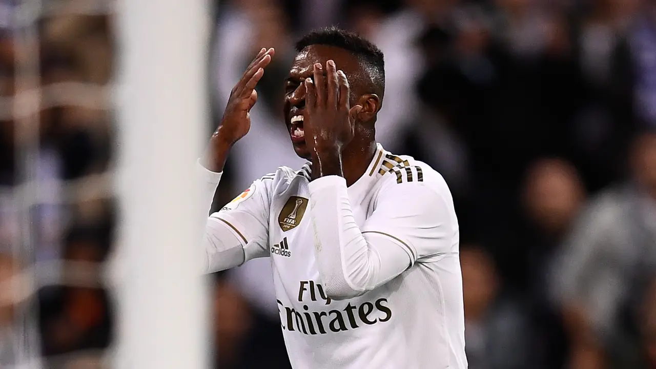 Ekspresi kekecewaan pemain Real Madrid Vinicius Jr saat melawan Real Betis