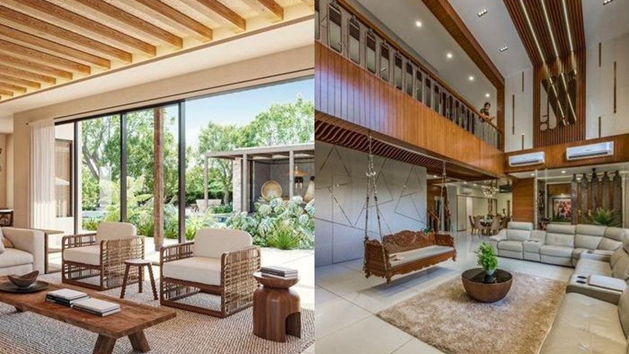 6. Rumah Tropis Modern dengan Sentuhan Interior Kayu