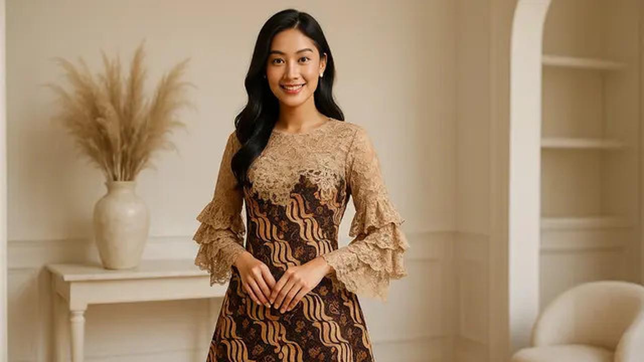 20 Model Dress Batik Kombinasi Brokat Lengan Panjang, Anggun untuk Acara Resmi dan Kondangan
