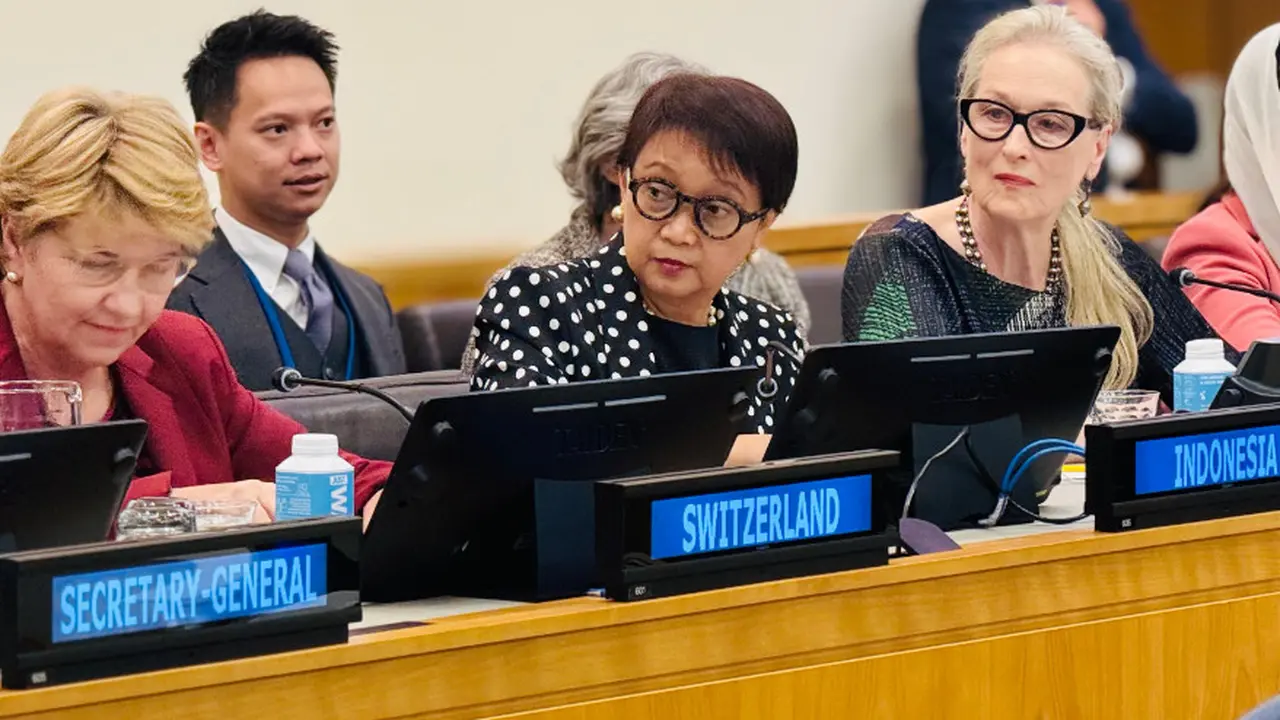 Pada pertemuan High-Level Side Event Inclusion of Women in the future of Afghanistan, Menlu RI Retno Marsudi menyoroti akses pendidikan bagi perempuan di Afghanistan (Dok. Kemlu RI).