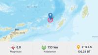 Gempa Magnitudo 6,0 mengguncang wilayah Tanimbar, Provinsi Maluku, Senin (24/6/2024), pukul 16.55.01 WIB. (Liputan6.com/ Dok BMKG)