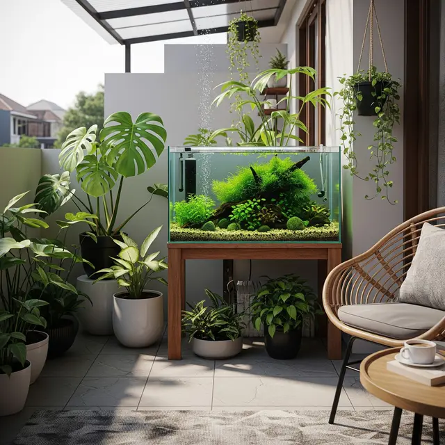 Ide Teras Rumah dengan Tanaman Air Tanpa Ikan