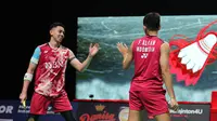 Ganda putra Indonesia Fajar Alfian/Muhammad Rian Ardianto bertemu Jin Yong/Na Sung Seung pada perempat final Denmark Open 2023 di&nbsp;Jyske Bank Arena, Odense, Denmark, Jumat, 20 Oktober 2023. (foto: PBSI)