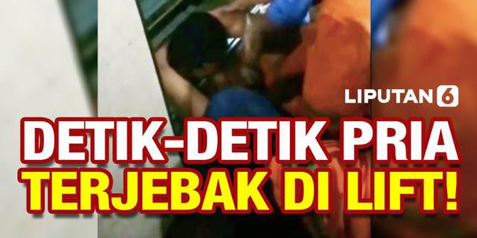 VIDEO: Menegangkan! Detik-Detik Evakuasi Pria Terjebak di Lift