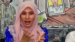 Nurul Izzah, putri sulung tokoh oposisi Malaysia, Anwar Ibrahim yang juga salah satu anggota Partai Keadilan Rakyat Malaysia, mengunjungi kantor KontraS, Jakarta, Sabtu (4/4/2015). (Liputan6.com/Yoppy Renato)  