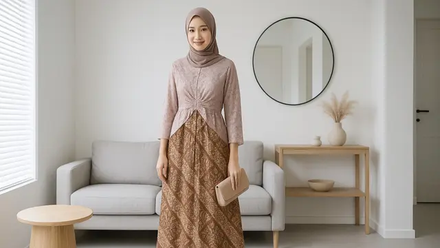 7 Model Gamis Batik Brokat yang Simpel, Elegan dan Cantik untuk Tampil Mempesona