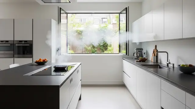 Ilustrasi Cara Membuat Ventilasi Dapur Lebih Lancar dengan Memanfaatkan Jendela dan Pintu/Gemini AI