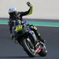 Pembalap Yamaha, Valentino Rossi saat mengikuti MotoGP Emilia Romagna di Sirkuit Misano. (AP Photo/Antonio Calanni)