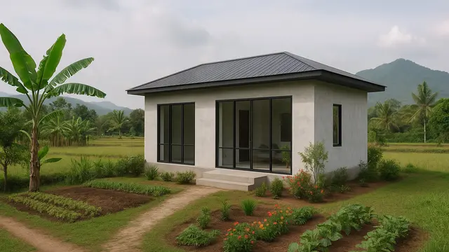 Rumah Tumbuh 6x9 dengan Kebun Depan yang Terbuka/via Meta AI