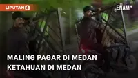 Beredar video detik-detik pencurian maling pagar di Jalan Kapten Patimura, Medan. Tampak 2 pengendara motor bawa pagar, yang ternyata hasil curian