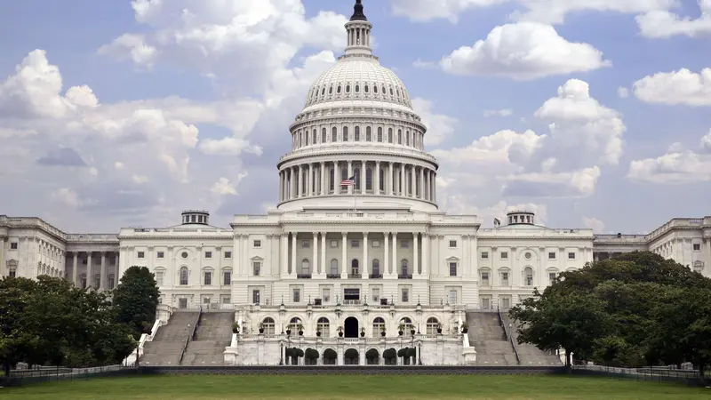 Gedung Capitol, rumah bagi Kongres Amerika Serikat.