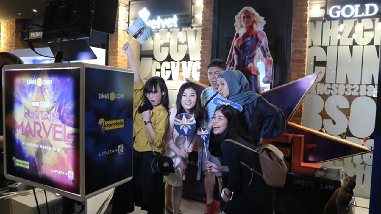 Berebut Foto dan Hadiah, Nobar Film Captain Marvel Bareng Tiket.com Berlangsung Seru Abis