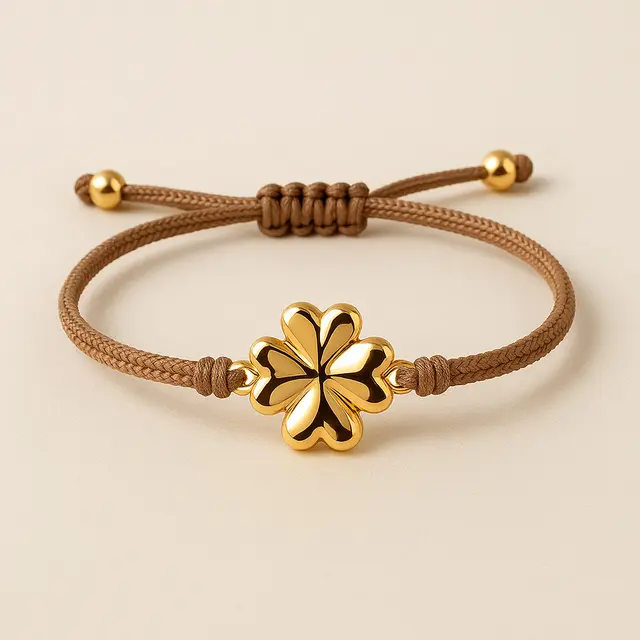 Model Gelang Tali Serut Kombinasi Emas Clover 3 Gram