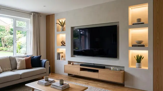 Model Dinding TV dengan Ceruk Dekorasi yang Tidak Memakan Ruang/AI Generated