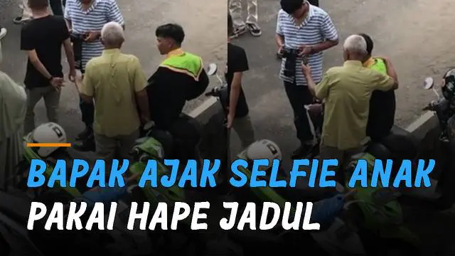 VIDEO: Foto Pakai Hape Jadul, Seorang Bapak Ajak Selfie Anaknya Setelah Wisuda Bikin Haru