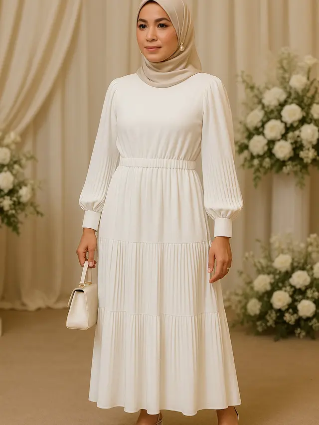 Inspirasi Dress Putih untuk Pesta Pernikahan Islami (Foto: ChatGPT)
