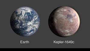Gambar Bumi bersanding dengan exoplanet Kepler-1649c yang dianggap memiliki kemiripan dengan Bumi (Foto CNET)