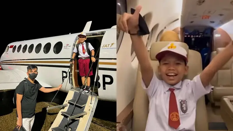 Farel Prayoga Berangkat Sekolah Naik Pesawat Jet